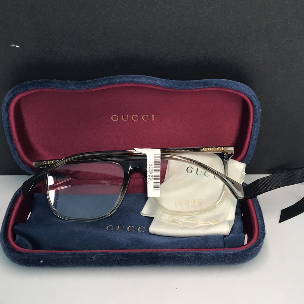 GUCCI EYEGLASSES FRAMES GG0554O 004 55-16-145 GREY / CRYSTAL MADE IN ITALY - Picture 7 of 9